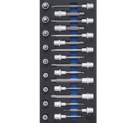 BGS Garniture pour servante d'atelier 1/3 : Jeu de douilles à embout Entraînement carré femelle 12,5 mm (1/2 pouce) Profilé de calage (pour RIBE) 25 pièces