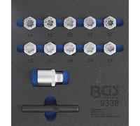 BGS Garniture pour servante d'atelier 1/6 : Jeu d'outils pour serrures de jantes pour Mercedes-Benz 12 pièces - 9338