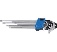 BGS Jeu de clés mâles coudées extra longues + extra courtes profil T (pour Torx) T10 - T50 9pcs - 9375