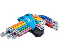 BGS Jeu de clés mâles coudées multicolores court profil T (pour Torx) T10 - T50 9pcs - 74457
