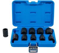 BGS Jeu de douilles à choc Entraînement hexagonal Carré intérieur 12,5 mm (1/2") SW 3/8 - 15/16" Dimensions en pouces 10pcs - 74296