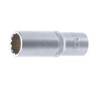 BGS 10685 | Douille pour ouze pans, longue | 12,5 mm (1/2") | 18 mm | Entraînement carré intérieur 12,5 mm (1/2") - Acier au chrome vanadium - Chromé mat - Avec moletage