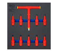 BGS technic BGS Insert de servante d’atelier 2/3 : Jeu de douilles à embouts VDE 12,5 mm (1/2") profil T (pour TX) T20 - T55 10 pièces Quantité:1