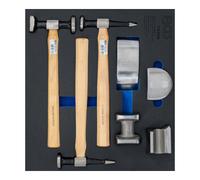 BGS 74298 - Insert de servante d’atelier 2/3 : Mallette de tas et marteaux de carrosserie - 7 pièces