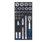 BGS technic KG Insert de servante d'atelier BGS 4126 – Jeu de clés à douilles 12,5 mm (1/2) 27 pièces