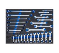 BGS 4008 | Insert de servante d'atelier 3/3 : Clés mixtes, clés polygonale double, clés mixtes à cliquet | pliable | 28 pièces