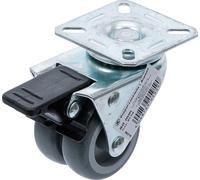 BGS TECHNIC Roulette pivotante double sur roulement à billes 81944, Ø 50 mm, freinée