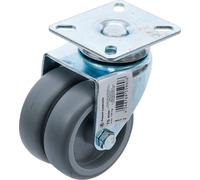 BGS TECHNIC Roulette pivotante double sur roulement à billes 81946, Ø 75 mm