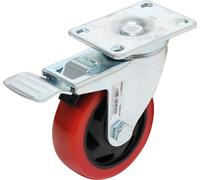 BGS TECHNIC Roulette pivotante, rouge/noire, Ø 100 mm, avec frein