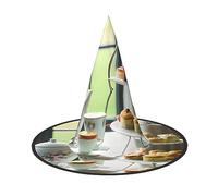BGSHJVF Afternoon Tea Print Halloween Chapeau de sorcière Cosplay Casquettes Halloween Décoration Costume Accessoires pour fête d'Halloween