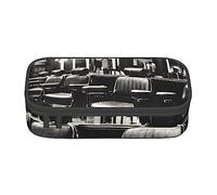 BGSHJVF Barber Shop Trousse à stylos de grande capacité en tissu Oxford avec plusieurs compartiments Design monochrome Noir Talla única Tendance, Noir., Taille unique, Tendance