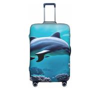 BGSHJVF Beau monde sous-marin imprimé corail dauphins, couverture de valise élastique, protection des bagages avec des motifs uniques, convient aux valises de 45,7 à 81,3 cm, blanc/jardin opulent, L