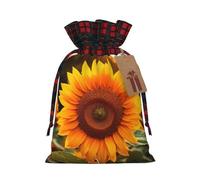 Bgshjvf Beau sac cadeau de Noël en lin avec cordon de serrage imprimé tournesol, sacs cadeaux multi-tailles pour offrir et décorer