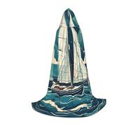 BGSHJVF Cape à capuche imprimé bateau océan pour homme, magicien, vampire et Halloween, pour jeux de rôle et fêtes