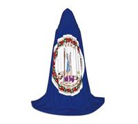 BGSHJVF Cape à capuche imprimée drapeau de Virginie pour homme, magicien, vampire et Halloween, pour jeux de rôle et fêtes