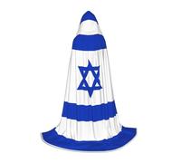 BGSHJVF Cape à capuche imprimée drapeau israélien pour homme, magicien, vampire et Halloween, pour jeux de rôle et fêtes