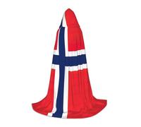 BGSHJVF Cape à capuche imprimée drapeau norvégien pour homme, magicien, vampire et Halloween, pour jeux de rôle et fêtes