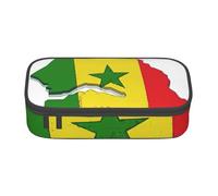 BGSHJVF Carte du Sénégal impression de carte de drapeau du Sénégal Trousse à crayons en tissu Oxford Trousse à crayons Organiseur de stylos Plusieurs compartiments Design élégant, Noir., Taille unique