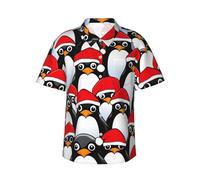 BGSHJVF Chemise hawaïenne à manches courtes avec imprimé pingouins de Noël pour hommes, essentiels pour les vacances à la plage, noir, Taille M