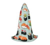 BGSHJVF Délicieuse cape à capuche imprimée sushi pour homme, magicien, vampire et Halloween, pour jeux de rôle et fêtes