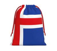 BGSHJVF Drapeau de l'île imprimé vacances avec cordon de serrage, sacs d'emballage de cadeau de Noël pour cadeaux de Noël fête cadeau