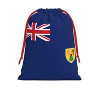 BGSHJVF Drapeau des îles Turques et Caïques Impression Vacances Cordon de serrage Sacs cadeaux, Sacs d'emballage de Noël pour cadeaux de Noël Cadeaux de fête
