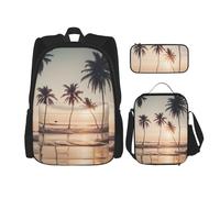 BGSHJVF Ensemble sac à dos de voyage avec imprimé colombe de dessin animé, tissu Oxford 600D élégant, sac à déjeuner isotherme et trousse de maquillage, noir, taille unique, Noir , Taille unique