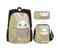 BGSHJVF Ensemble sac à dos de voyage avec motif de lapin de Pâques et sac à cosmétiques en tissu Oxford 600D élégant, noir, taille unique, Noir., Taille unique