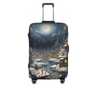 BGSHJVF Housse de valise élastique avec imprimé de Noël, protection de bagage avec motifs uniques, convient aux valises de 45,7 à 81,3 cm, blanc/jardin opulent, L