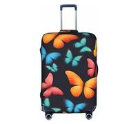 BGSHJVF Housse de valise élastique avec imprimé papillon coloré, protection de bagage avec motifs uniques, convient aux valises de 45,7 à 81,3 cm, blanc/jardin opulent, s