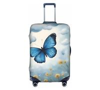 BGSHJVF Housse de valise élastique avec imprimé papillons et nuages, protection de bagage avec motifs uniques, convient aux valises de 45,7 à 81,3 cm, blanc/jardin opulent, s