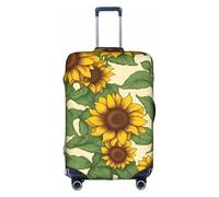 BGSHJVF Housse de valise élastique avec imprimé tournesol, protection de bagage avec motifs uniques, convient aux valises de 45,7 à 81,3 cm, blanc/jardin opulent, L