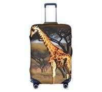 BGSHJVF Housse de valise élastique avec motif de girafe africaine avec motifs uniques pour valises de 45,7 à 81,3 cm, blanc/jardin opulent, L