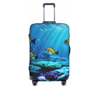 BGSHJVF Housse de valise élastique avec paysage sous-marin calme, protection des bagages avec motifs uniques, convient aux valises de 45,7 à 81,3 cm, blanc/jardin opulent, m