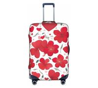 BGSHJVF Housse de valise élastique pour la Saint-Valentin, imprimé cœur rouge, protection de bagage avec motifs uniques, convient aux valises de 45,7 à 81,3 cm, blanc/jardin opulent, L