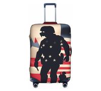 BGSHJVF Impression du jour commémoratif patriotique des soldats militaires, housse de valise élastique, protection des bagages avec motifs uniques, convient aux valises de 45,7 à 81,3 cm, blanc/jardin