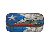 BGSHJVF Puerto Rico Trousse à crayons de grande capacité en tissu Oxford avec plusieurs compartiments Drapeau Noir Talla única Trendy Talla única Talla única TRENDY, Noir., Taille unique, Tendance