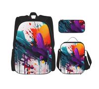 BGSHJVF Sac à dos de voyage à imprimé éclaboussures en tissu Oxford 600D élégant, sac isotherme et trousse de toilette, noir, taille unique, noir, rozmiar uniwersalny, noir, Rozmiar Uniwersalny, noir