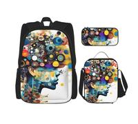 BGSHJVF Sac à dos de voyage imprimé de cerveau d'intelligence artistique en tissu Oxford 600D élégant, sac isotherme et trousse de maquillage, noir, taille unique, noir, étoile unique, noir, rozmiar