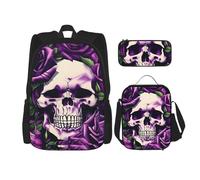 BGSHJVF Sac à Dos de Voyage Pack Crâne Rose Élégant 600D Oxford Tissu Isolé Sac à Repas et Sac Cosmétique, Noir, Taille Unique, Noir, Rozmiar Uniwersalny, Noir, Rozmiar Uniwersalny, noir, Rozmiar