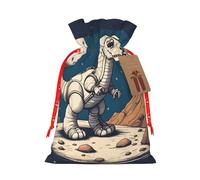 BGSHJVF Sac cadeau amusant avec imprimé astronaute, dinosaure, rocher, pochette avec cordon de serrage pour petits cadeaux, bijoux et cadeaux de fête