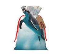 BGSHJVF Sac cadeau amusant avec imprimé dauphin qui vous regarde, pochette à cordon pour petits cadeaux, bijoux et cadeaux de fête