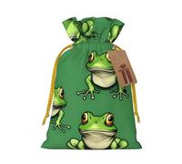 BGSHJVF Sac cadeau amusant avec imprimé grenouilles vertes avec cordon de serrage pour petits cadeaux, bijoux et cadeaux de fête