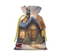 BGSHJVF Sac cadeau charmant avec imprimé Merry Christmas avec cordon de serrage pour petits cadeaux, bijoux et cadeaux de fête