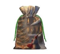 BGSHJVF Sac cadeau charmant avec imprimé Merry Christmas avec cordon de serrage pour petits cadeaux, bijoux et cadeaux de fête