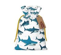 BGSHJVF Sac cadeau charmant motif requin avec différents gestes imprimés, pochettes à cordon pour petits cadeaux, bijoux et cadeaux de fête