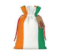 Bgshjvf Sac cadeau en lin avec drapeau de la Côte d'Ivoire avec cordon de serrage Fermeture avec papier kraft Ascenseurs pour Noël Fête d'anniversaire