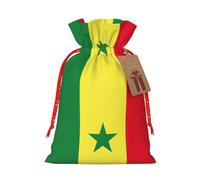 Bgshjvf Sac cadeau en lin avec drapeau du Sénégal - Avec cordon de serrage - Avec ascenseur en papier kraft - Pour Noël, anniversaires, fêtes