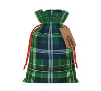 Bgshjvf Sac cadeau en lin bleu tartan avec cordon de serrage pour Noël, anniversaire, fête