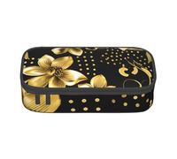 BGSHJVF Sac en tissu Oxford de grande capacité - Motif floral noir et doré - Organiseur à stylos - Plusieurs compartiments - Design élégant - Noir - Talla única - Tendance - Noir - Talla única, Noir